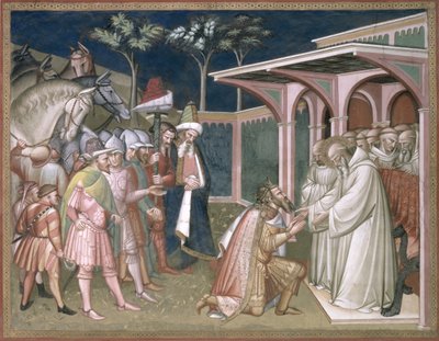 Der Heilige prophezeit Totila, König der Goten (Detail) von Aretino Luca Spinello or Spinelli